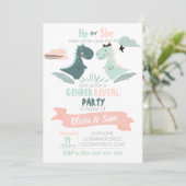 男の子？女の子？恐竜のジェンダー・リビール 水彩 招待状 (スタンド正面)