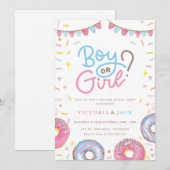 男の子?女の子?水彩ドーナツ性別発表 招待状 (正面/裏面)