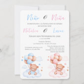 男の子?女の子?青かピンクの性別発表招待状 招待状 (正面)