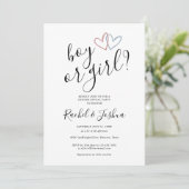 男の子?女の子? 青とピンクのハート 性別お披露目パーティー 招待状 (スタンド正面)