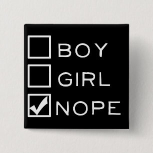 男の子、女の子、NOPE! 缶バッジ