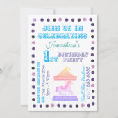 男の子/女の子B'dayパーティの招待状-回転木馬テーマ 招待状 (正面)