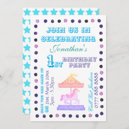 男の子/女の子B'dayパーティの招待状-回転木馬テーマ 招待状