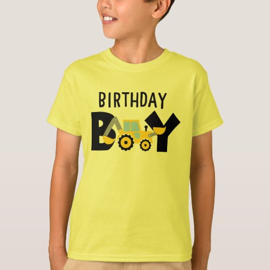 男の子 建設業 誕生日パーティーTシャツ Tシャツ (正面)