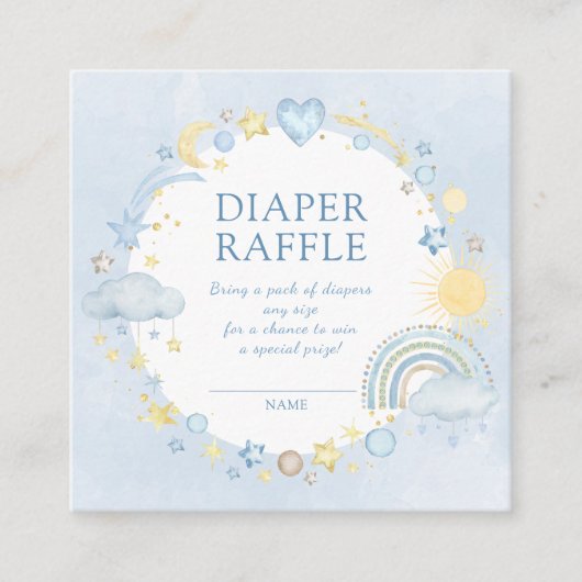 男の子 水彩 虹 おむつRaffle エンクロージャーカード (正面)