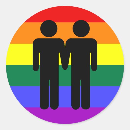 男の子 + 男の子の虹のステッカー ラウンドシール (正面)