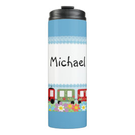 男の子、男の子、子供、電車、陽気、青 タンブラー