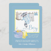 『男の子-祖父母のお誇りを持った知らせ』 招待状 (正面/裏面)