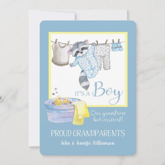 『男の子-祖父母のお誇りを持った知らせ』 招待状 (正面)