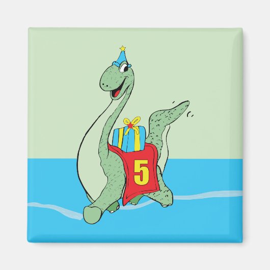 男の子、第5誕生日恐竜 マグネット (正面)