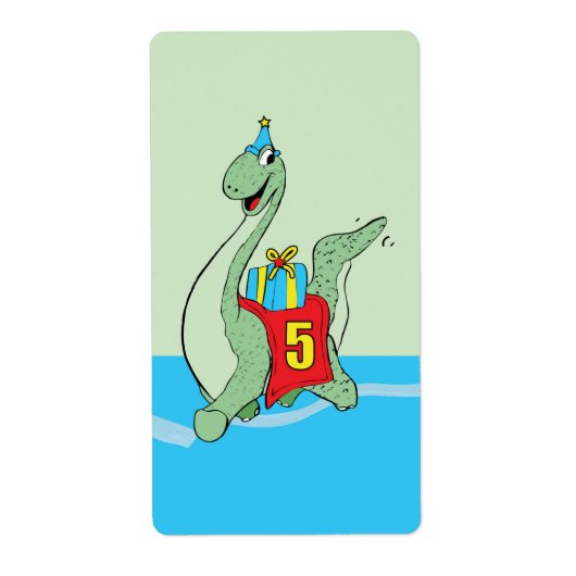 男の子、第5誕生日恐竜 ラベル (正面)