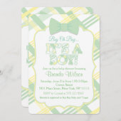 男の子、緑の赤ん淡い色の坊シャワー招待状 招待状 (正面/裏面)