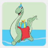 男の子、誕生日恐竜 スクエアシール (正面)