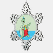 男の子、誕生日恐竜 スノーフレークピューターオーナメント (右)