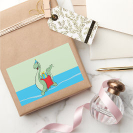 男の子、誕生日恐竜 長方形シール