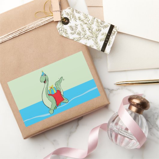 男の子、誕生日恐竜 長方形シール (ギフト)