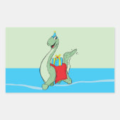 男の子、誕生日恐竜 長方形シール (正面)