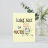 男の子 赤ちゃん 蜜蜂 1歳の誕生日 Tシャツ ギフト ポストカード (スタンド正面)