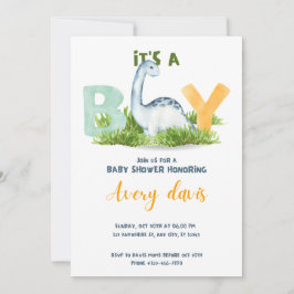 男の子、赤ん坊のシャワーの招待状、かわいい恐竜 シーズンカード