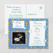 男の子、超音波写真ベビーシャワー招待状 インビテーションポストカード (正面/裏面)