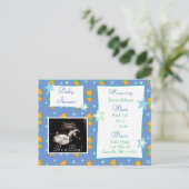 男の子、超音波写真ベビーシャワー招待状 インビテーションポストカード (スタンド正面)