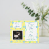 男の子、超音波写真ベビーシャワー招待状 インビテーションポストカード (スタンド正面)