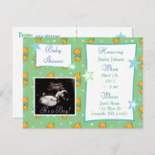 男の子、超音波写真ベビーシャワー招待状 インビテーションポストカード (正面/裏面)