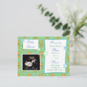 男の子、超音波写真ベビーシャワー招待状 インビテーションポストカード (スタンド正面)