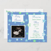 男の子、超音波写真ベビーシャワー招待状 インビテーションポストカード (正面/裏面)