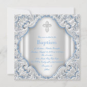 男の子 青 白 エンジェル 男の子 赤ちゃん 洗礼 招待状 (裏面)