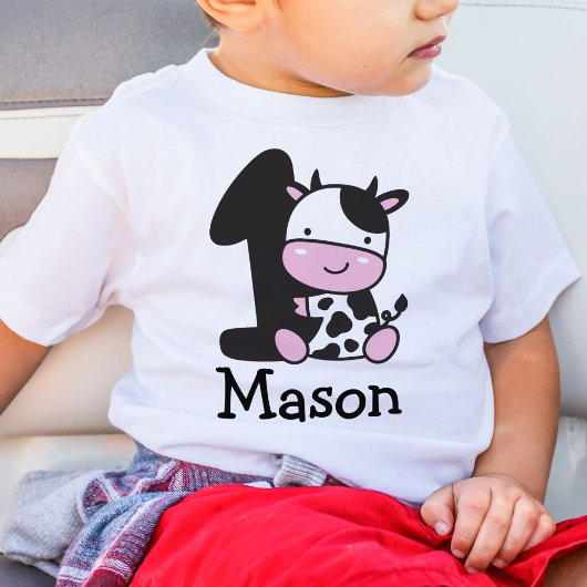 男の子 1歳 誕生日 牛さん ナンバーワン Tシャツ