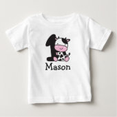 男の子 1歳 誕生日 牛さん ナンバーワン Tシャツ (正面)