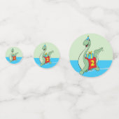 男の子、2番目の誕生日の恐竜 コンフェッティ (裏面)