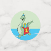 男の子、2番目の誕生日の恐竜 コンフェッティ (スモール正面)