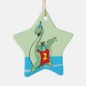 男の子、2番目の誕生日の恐竜 セラミックオーナメント (右)