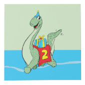 男の子、2番目の誕生日の恐竜 フォトキューブ (右)