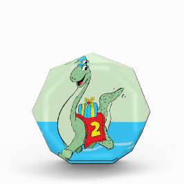 男の子、2番目の誕生日の恐竜 フォトブロック