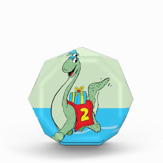 男の子、2番目の誕生日の恐竜 フォトブロック (正面)