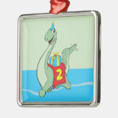 男の子、2番目の誕生日の恐竜 メタルオーナメント (左)