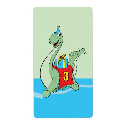 男の子、3rd誕生日の恐竜 ラベル (正面)