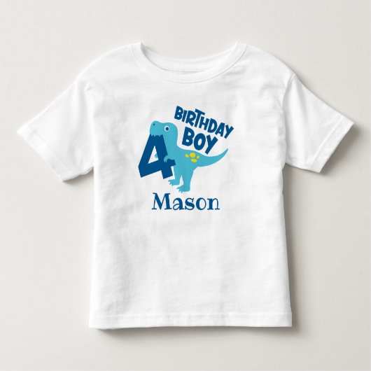 男の子 4歳 誕生日 恐竜 オーダーメイド Tシャツ (正面)