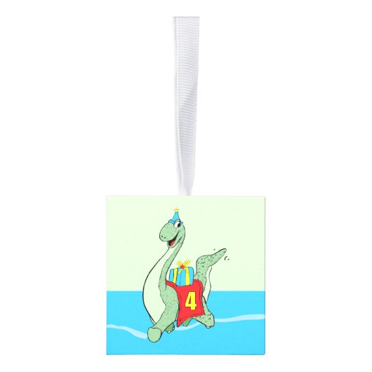 男の子、4th誕生日の恐竜 キューブオーナメント (右)