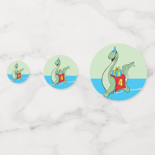 男の子、4th誕生日の恐竜 コンフェッティ (正面)