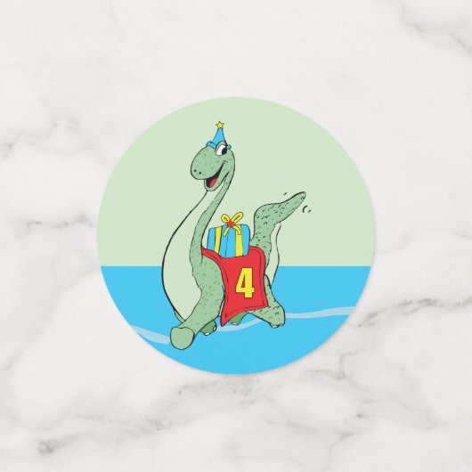 男の子、4th誕生日の恐竜 コンフェッティ (スモール正面)