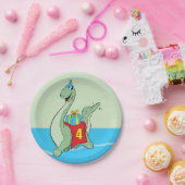 男の子、4th誕生日の恐竜 ペーパープレート (パーティー)