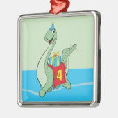 男の子、4th誕生日の恐竜 メタルオーナメント (左)