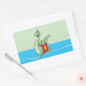 男の子、4th誕生日の恐竜 長方形シール (封筒)