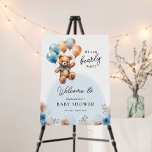 男の子Bearly待ってテディベア赤ちゃんシャワーへようこそ