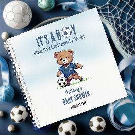 男の子Bearly Waitサッカー赤ちゃんシャワーGuest Book ノートブック