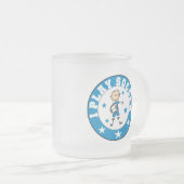 男の子Iの演劇のサッカーのTシャツおよびギフト フロストグラスマグカップ (正面右)